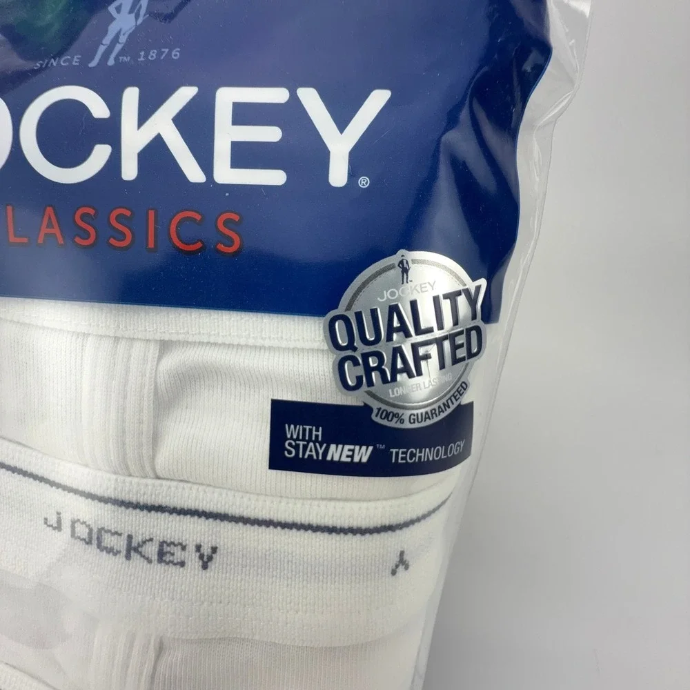 Jockey Classic Men 4 Pack Full-Rise Briefs White 100% Cotton Classic Fit Size 40